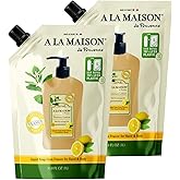 A LA MAISON French Liquid Hand Soap RefilL - Natural Hand Wash Made with Essential Oils - Biodegradable, Plant-Based, Vegan, Cruelty-Free (33.8 Fl Oz Pouch, 2 Pack, Provence Lemon)