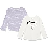 Amazon Essentials Disney | Marvel | Star Wars | Frozen | Princess Girls and Toddlers' Long-Sleeve T-Shirts, Pack of 2