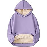 Girls Hoodie Kids Sherpa Lined Sweatshirt Warm Fleece Pullover Winter Cozy Hoodies