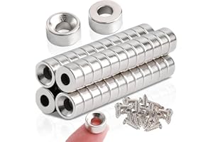 MIN CI 50 Pcs Strong Ring Neodymium Magnets with Hole, Small Permanent Round Rare Earth Magnets Heavy Duty, for Locker Refrigerator Cruise Crafts Science Industrial Screws (10 x 5 mm Hole 4 mm)