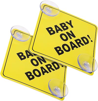 Cobee Baby on Board Car Signs 2 Pcs 5x5 with Double Suction Cups Style-A