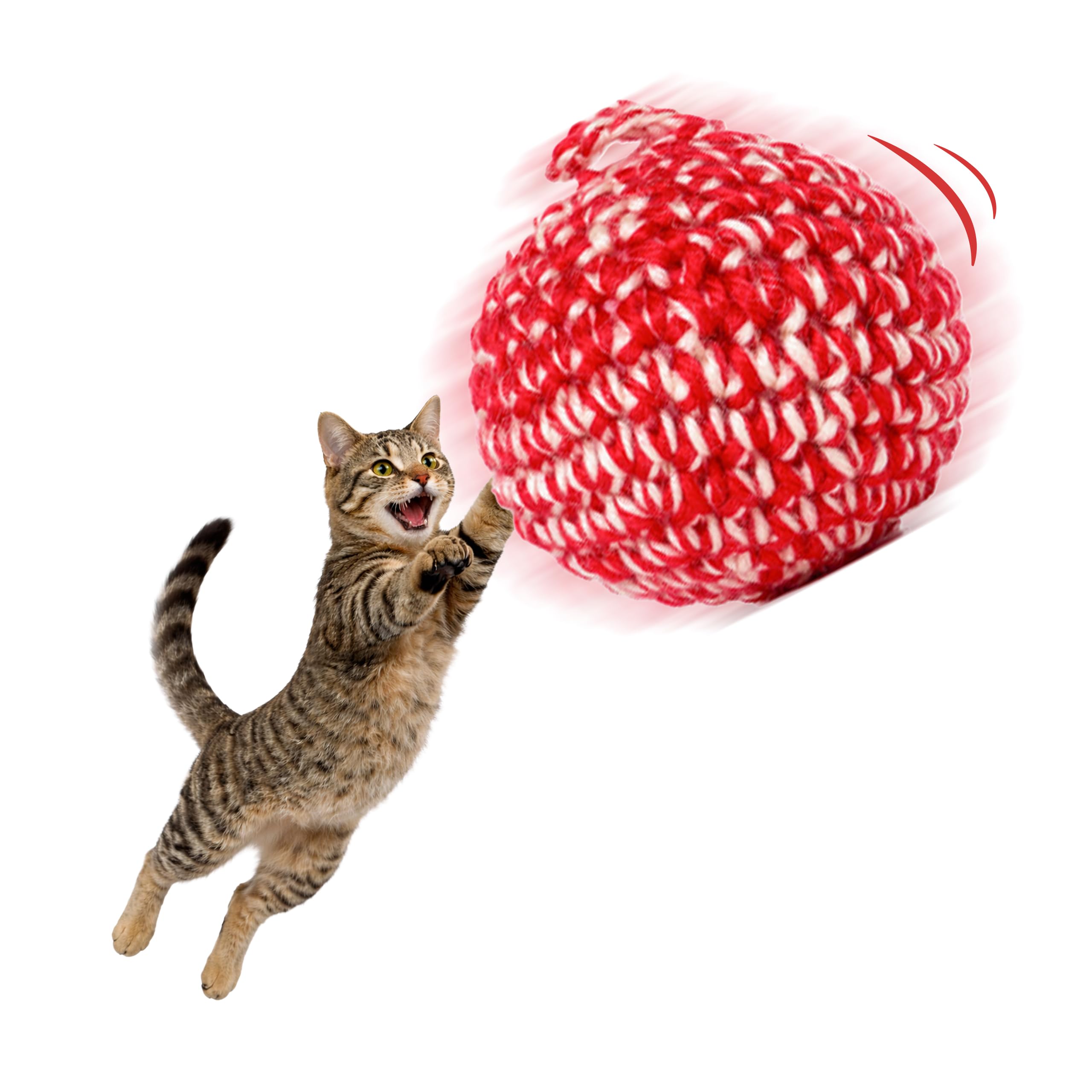 JAYU PET Red Cat Ball [W/O Bell Version] - Handmade Silvervine Cat Toy with Catnip, Interactive Matatabi Ball for Indoor Cats & Kittens, Feline Play Toy & Gift (7cm, 2.7 inch)