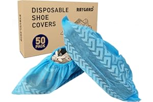 RAYGARD Shoe Covers Disposable - 50 Pack Non-Woven Fabric Shoe Covers for Indoors, Fit Up To 11 US Men and 13 US Women Size to Protect Your Home, Floors and Shoes in Blue