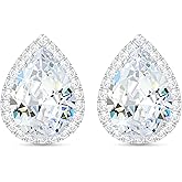Linawe Women Stud Earrings, Teardrop Diamond Moissanite Cubic Zirconia Earrings Studs Rhinestone Jewelry Gold/Silver/Rose Gold