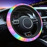 Colorful Rainbow Steering Wheel Cover Car Accessories Cute for Women Girls Girly Universal 15 Inch Neoprene Auto Interior Decor Anti Slip Automotive Truck Protector