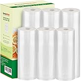[2025 Upgraded] Bonsenkitchen 3 Rolls 11" x 16' + 3 Rolls 8" x 16' Vacuum Sealer Bags for Food with a Color Box, Easy to Store, Commercial Grade, BPA Free, Great for Food Storage or Sous Vide, VB22