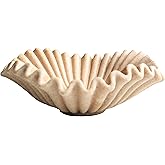 ARTRHYT Large Decorative Bowl decor, Scalloped Pedestal Bowls for Modern Home Decor,Ruffle Decor,Stylish Key Bowl for Entry Table,Decorative Fruit Bowl for Kitchen Counter,Beige