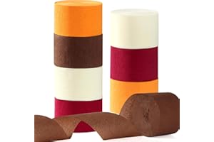 Beige-Orange Brown Fall Party-Decorations Streamers - 8 Rolls Boho Neutral Autumn Baby Shower Thanksgiving Harvest Crepe Tissue Paper Streamer,Birthday Bridal Engagement Wedding Garland Decor Panduola