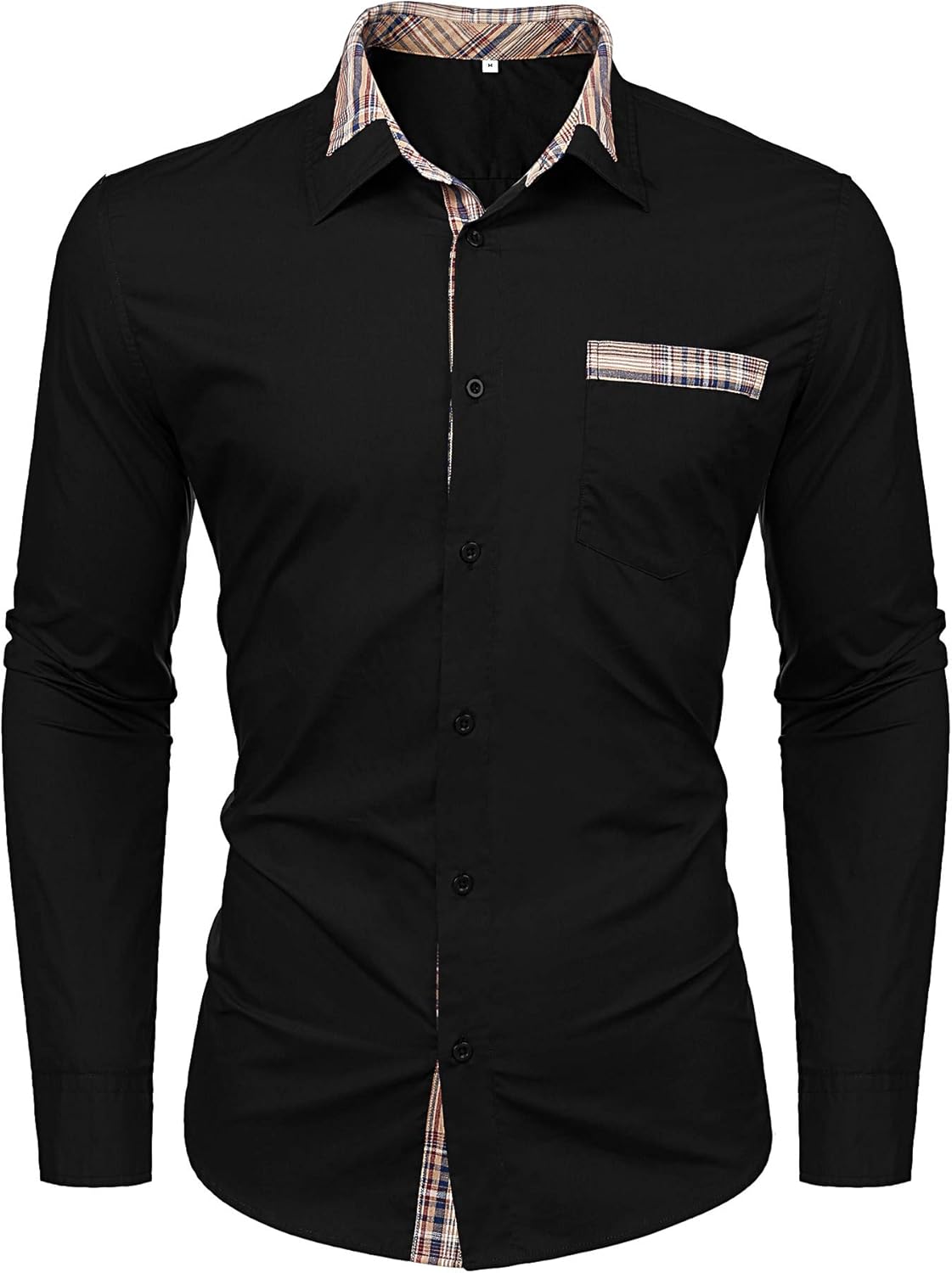 LecGee Men's Cotton Casual Long Sleeve Dress Shirt Plaid Collar Regular Fit Button Down Shirts at  Men’s Clothing store