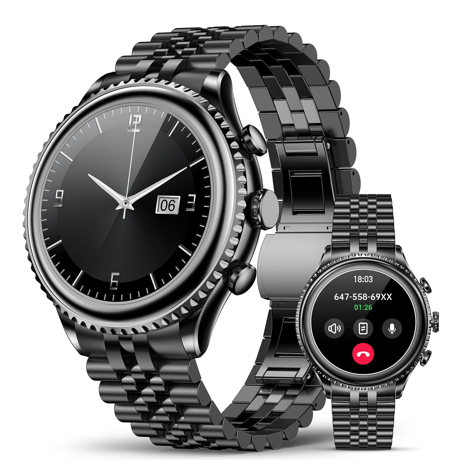 Photo 1 of 2025 Rotating Bezel Smart Watch for Men with Bluetooth Call, Heart Rate, Blood Pressure, SpO2, Sleep Monitor, Waterproof Round Watch with Encoder Knob, 1.32" AMOLED Display, Compatible Android and iOS