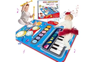 JKGIFTS Toys for 1 Year Old Boy Gifts, 2 in 1 Musical Piano&Drum Mat, Baby Toys for 6 to 12-18 months, Infant Tummy Time Toddler Learning Toys Age 1-3, Christmas Birthday Gifts for 3 4 5 Boys and Girls