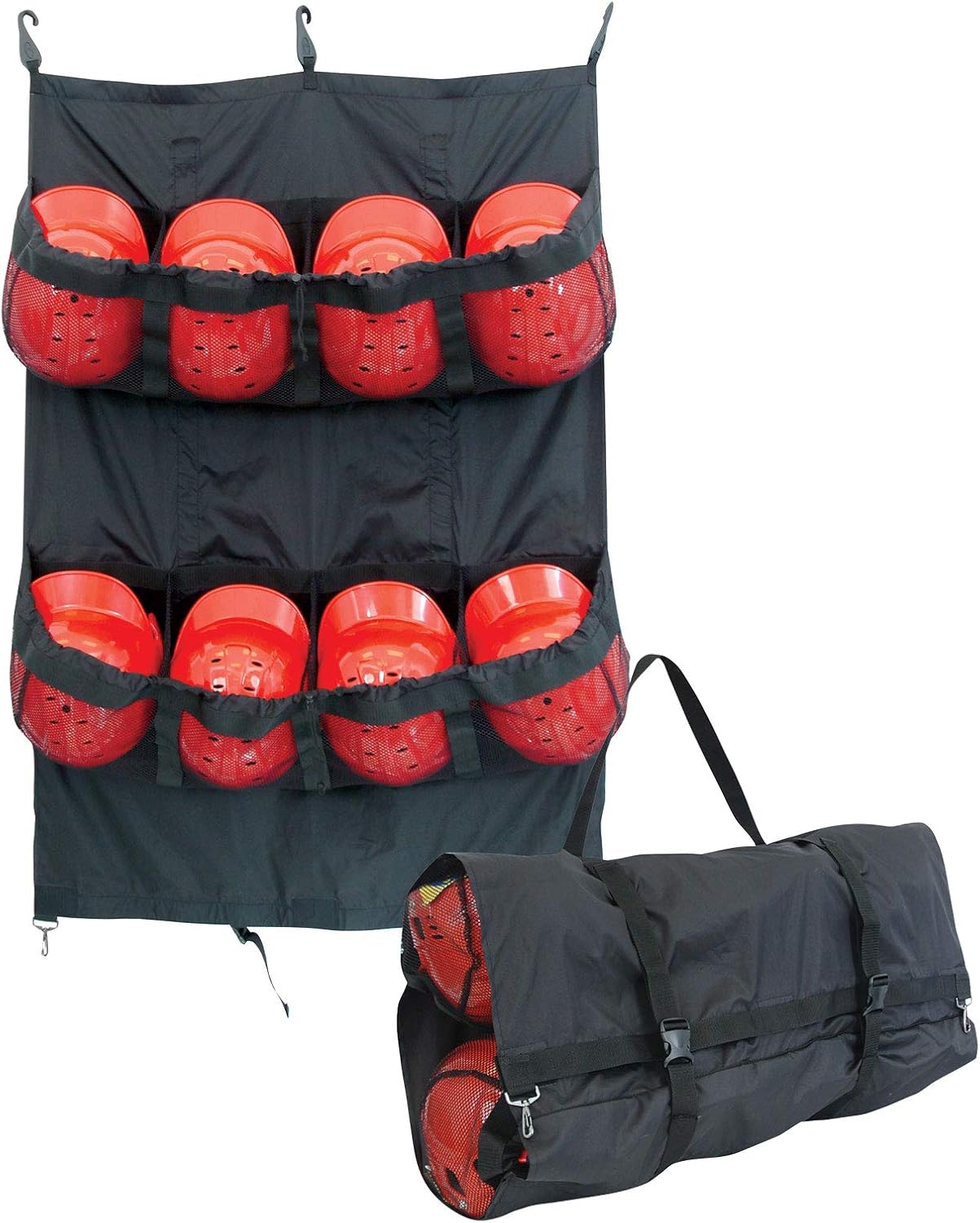 Champro Fence/Carry Bag, 8 Helmets (Black) Baseball