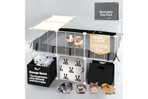 MEEXPAWS Guinea Pig Cages Small Animal Playpen with Waterproof PVC Liner & Washable Pee Pad & Storage Space, C&C Cage for Guinea Pigs, Hedgehog, Hamsters, Ferrets,Indoor Enclosure Wire Yard Playpen