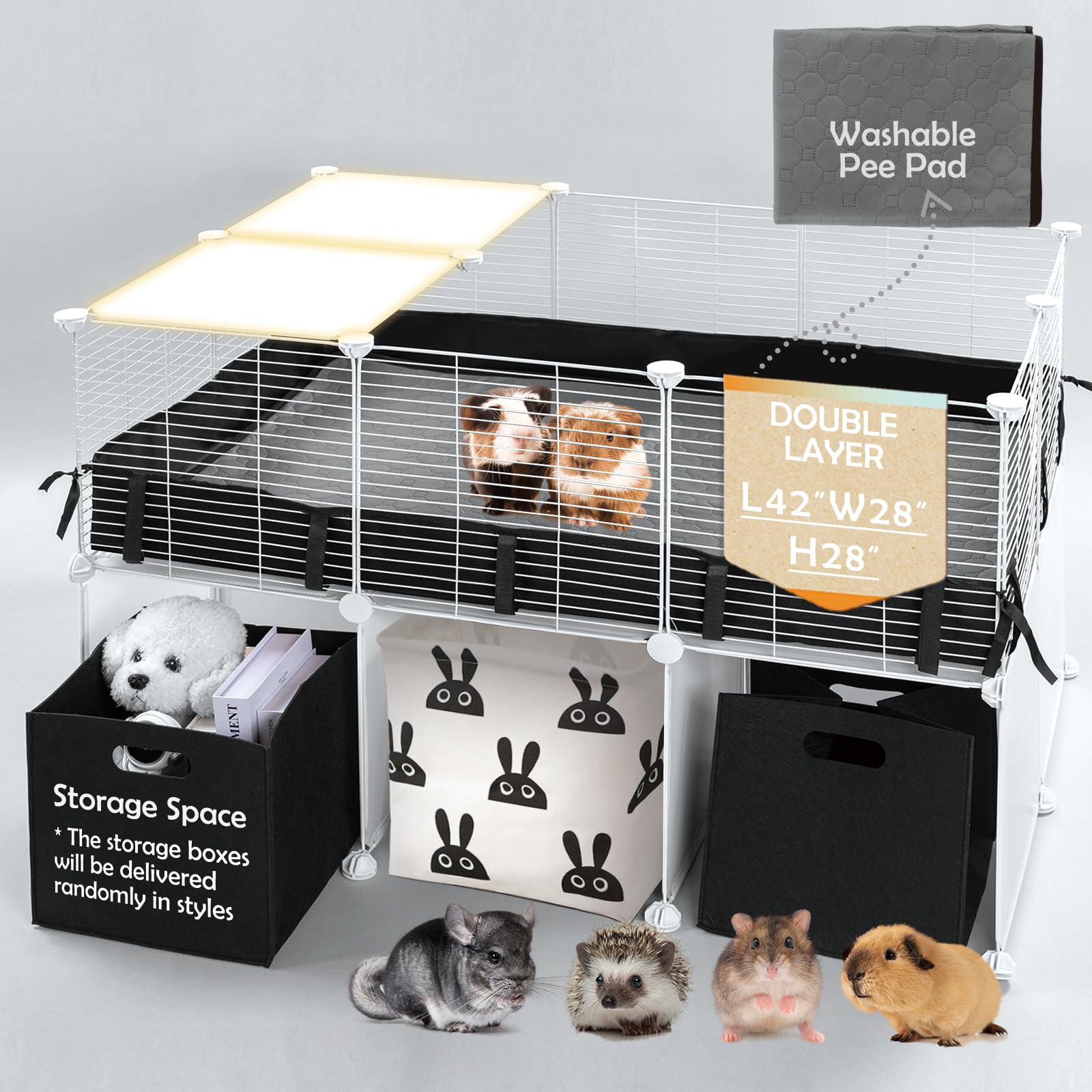 Photo 1 of MEEXPAWS Guinea Pig Cages Small Animal Playpen with Waterproof PVC Liner & Washable Pee Pad & Storage Space, C&C Cage for Guinea Pigs, Hedgehog, Hamsters, Ferrets,Indoor Enclosure Wire Yard Playpen