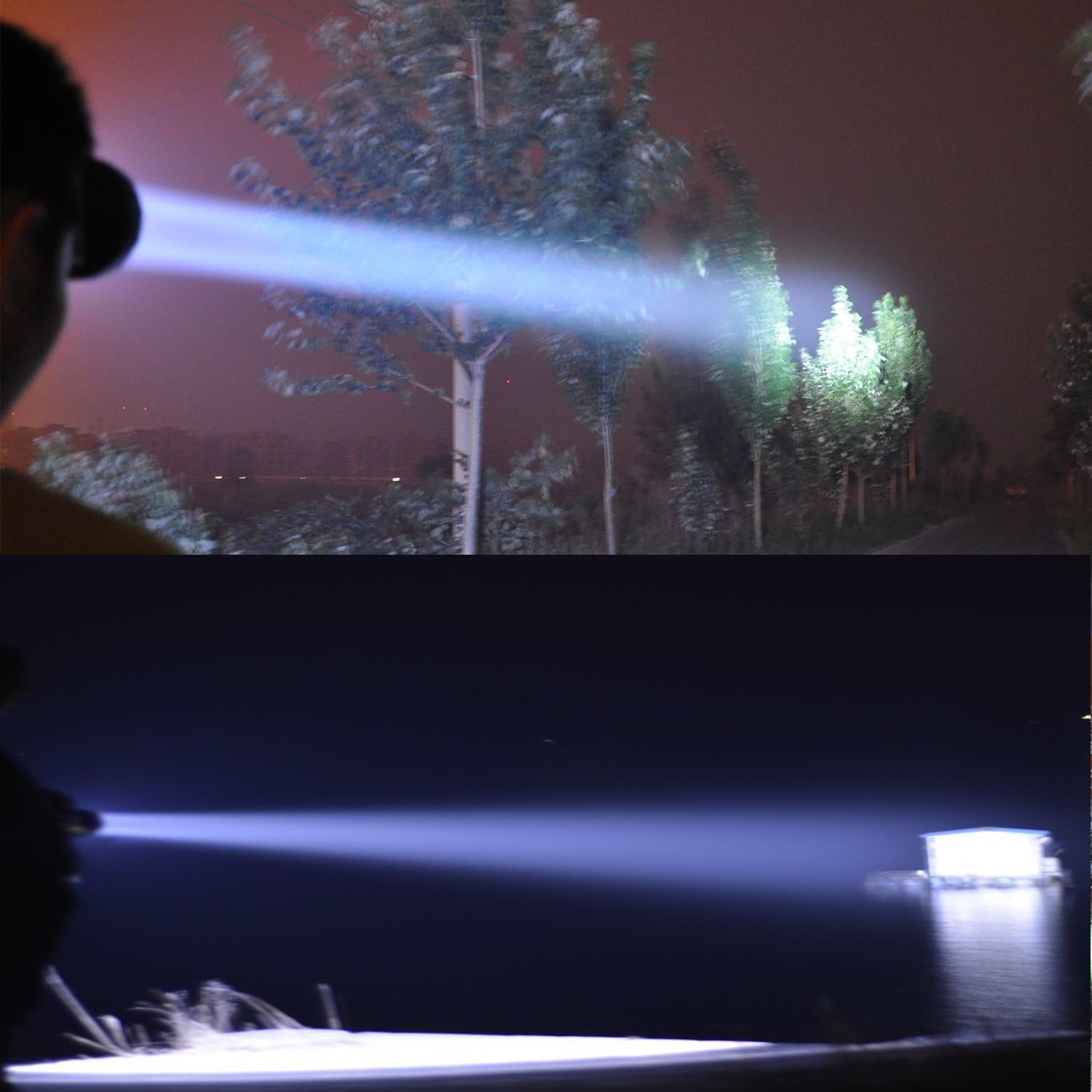 Odear Super Bright Headlamp Rechargeable LED Spotlight with Battery Powered Headlight for Garden Outdoor Camping Fishing (Large) - - 