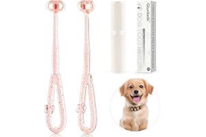 Gluckelk 3-Sided Dog Toothbrush, Pet Toothbrushes, Pet Dental Care Oral Hygiene, Ultra Soft Nano Bristles for Your Pet's Sensitive Teeth and Gums, for All Dogs, 2-Pack
