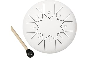 TWODEER Steel Tongue Drum Rain Chime, Rain Drum for Outside, Rain Drum Instrument for Outside, Steel Tongue Drum Rain Chime Waterproof, Steel Tongue Drum 6 Inches 8 Notes, Mini Handpan Drum (White)