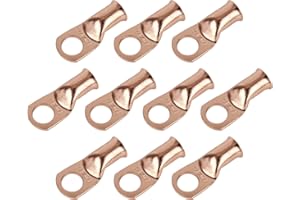 RIOCAN 10pcs 1/0 AWG-1/2”(M12) Ring Terminals 0 Gauge Copper Wire Lugs Battery Cable Ends Heavy Duty Battery Cable Terminal Connectors