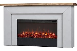 Real Flame Malie 68" Landscape Electric Fireplace with Mantel for Living Room or Bedroom, Replaceable Fireplace Insert Heater, Realistic Log and Flame Effect, Remote Control, Timer