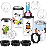 Baderke 4 Pack Sublimation Can Cooler Blank Sublimation Can Holder Stainless Steel Insulated Can Cooler Sublimation Tumbler Beer Can Cooler for Travel Birthday Graduation Mother's Day DIY Gifts(12oz)