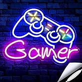 Gamer Neon Sign with Dimmer USB Powered, Gamepad Decoration Gift for Boys, Teens, LED Light for Wall Decor, Game Room, Bedroom, Man Cave