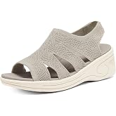 YESWIN Womens Wedge Sandals Platform Walking Sandals Open Toe Ankle Elastic Strap Casual Comfortable Summer Dressy