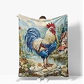 Rooster Blanket Chicken Fleece Throw Blanket Super Soft Warm Cozy Fuzzy Plush Roosters Blanket Gifts for Girls Boys Kids Room Decor 40"X50"