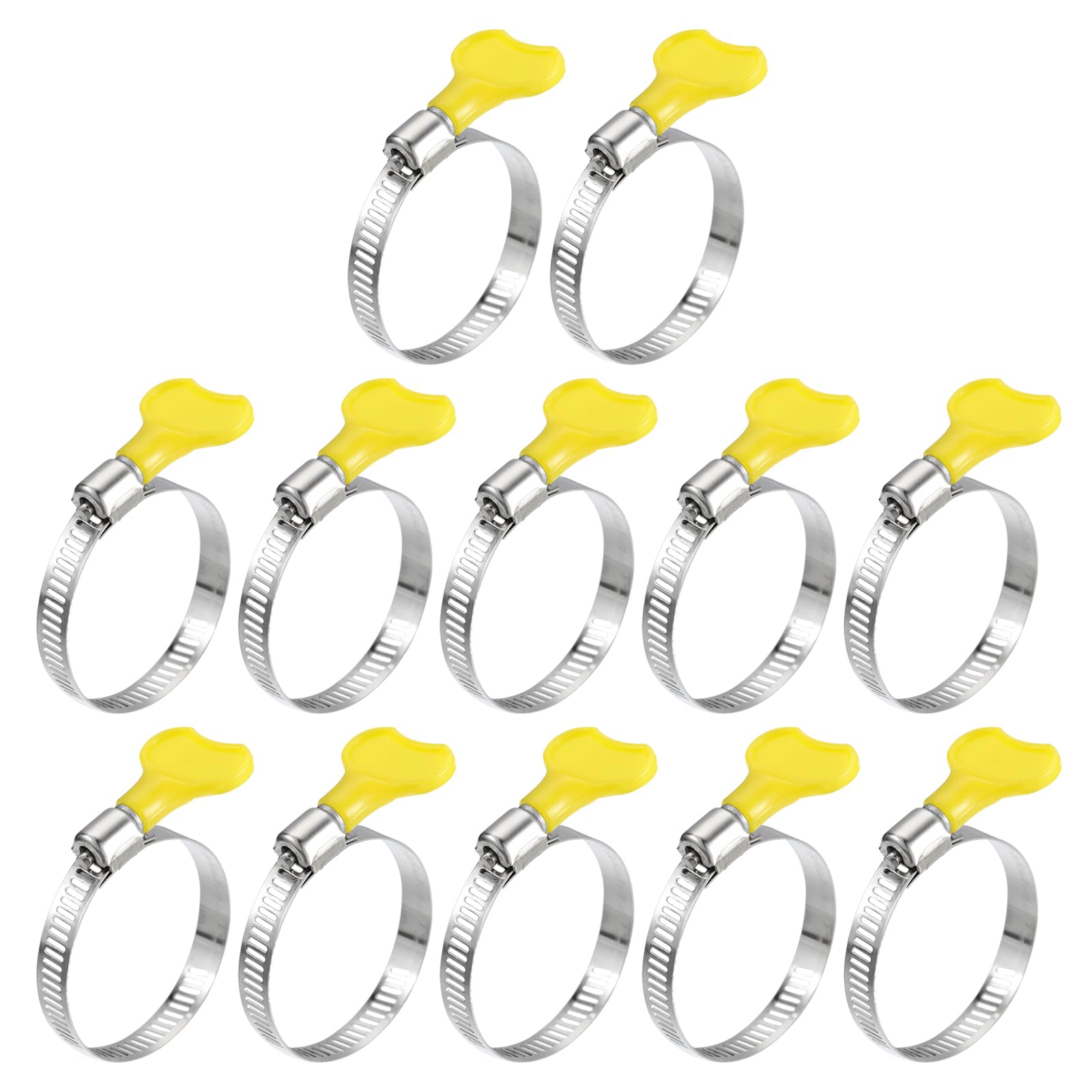 uxcell Worm Gear Hose Clamp, 12pcs 1 1/4" - 1 3/4" Key Type Adjustable Stainless Steel Hose Clamps with Plastic Handle for Securing Hose