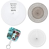 50 Pack Mini Sublimation Handheld Fans Keychain Set, PET Plastic,DIY Custom Blank Double-Sided Plastic Hand held Fans
