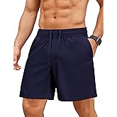 PINSPARK Men's Gym Workout Shorts - 7" Quick Dry Running Athletic Shorts with Towel Loop and Zipper Pockets