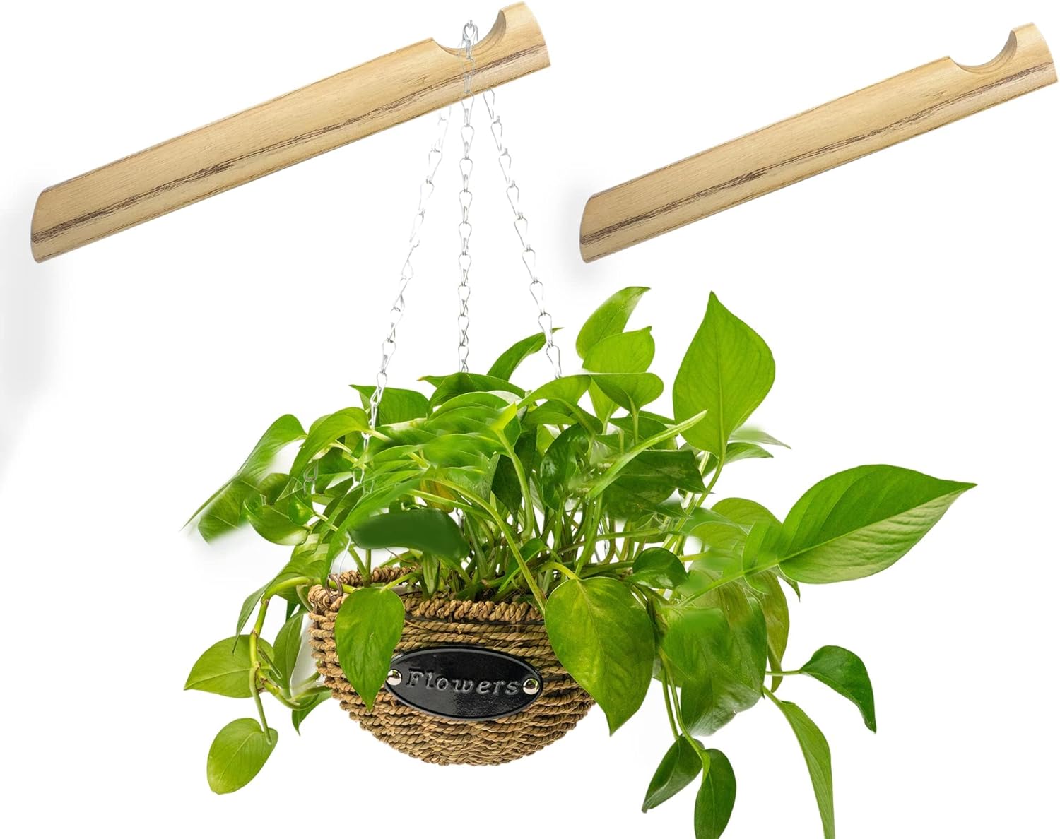 Outdoor Hanging Brackets - 2 Pack Wood Hooks Hanging Plant Hooks for Wall Indoor Wood Plant Hanger Hook Brackets for Hanging Plants Flower Pot Bird Feeder Hanger Planter Lantern Hook Outdoor