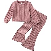 Aruzig Toddler Baby Girl Outfits Soft Comfy Sweatshirt and Bell Bottom Pants Fall Winter Clothes Set for Girls