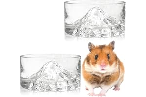 BNOSDM 2Pcs Hamster Food and Water Bowl Mountain Fuji Style Glass Drinking Dwarf Hamster Feeder Anti-Turning Dish for Syrian Hamsters Gerbils Mice Rats or Other Similar-Sized Pets (Transparent)