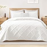 Exclusivo Mezcla Quilts Queen Size - White Quilt Set Bedspread with 2 Pillow Shams, Modern Bedding Set with Striped Pattern, Soft Lightweight Bedspreads Queen Size for All Seasons