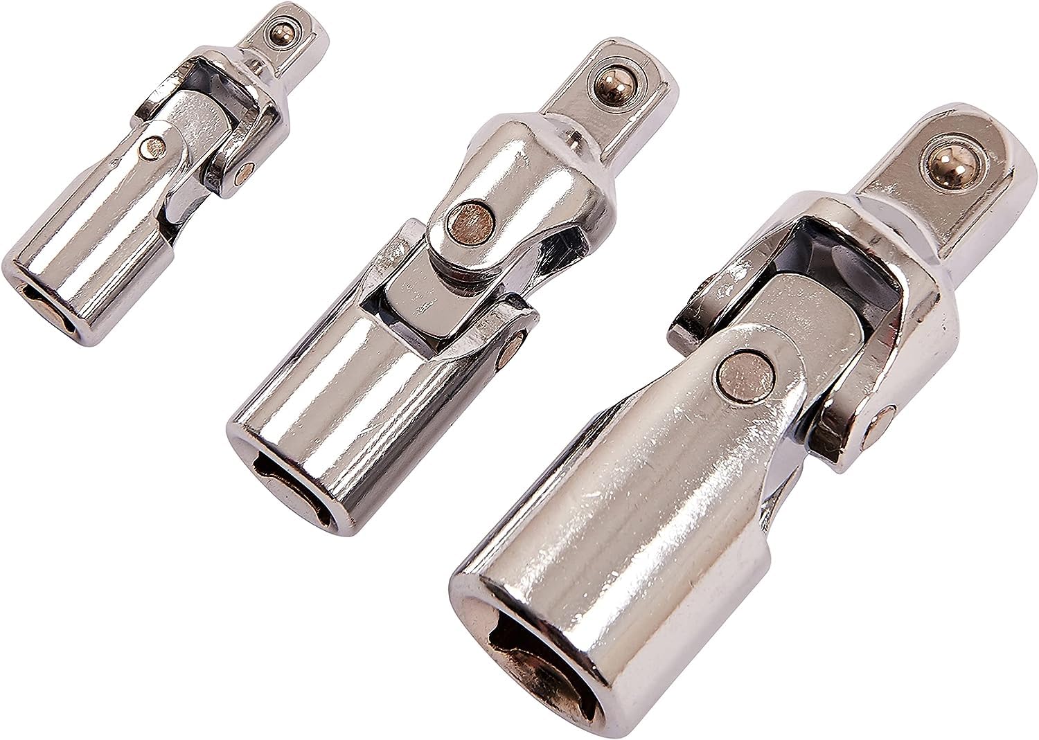 Universal Joint Set 3pcs/1/4 3/8 & 1/2 in. Drive CR-V Steel for Strength and Durability Access to Fasteners Hard to Reach
