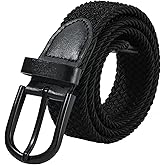 AWAYTR Boys Elastic Braided Belt - Black Pin Buckle Stretch Golf Baseball Belt for Boys and Girls Aged 4-12 Years