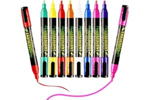 Liquid Chalk Markers - Chalkboard Marker Erasable on Blackboard, Glass, Window, Mirror and Art-Chalk Pen Includes Reversible 