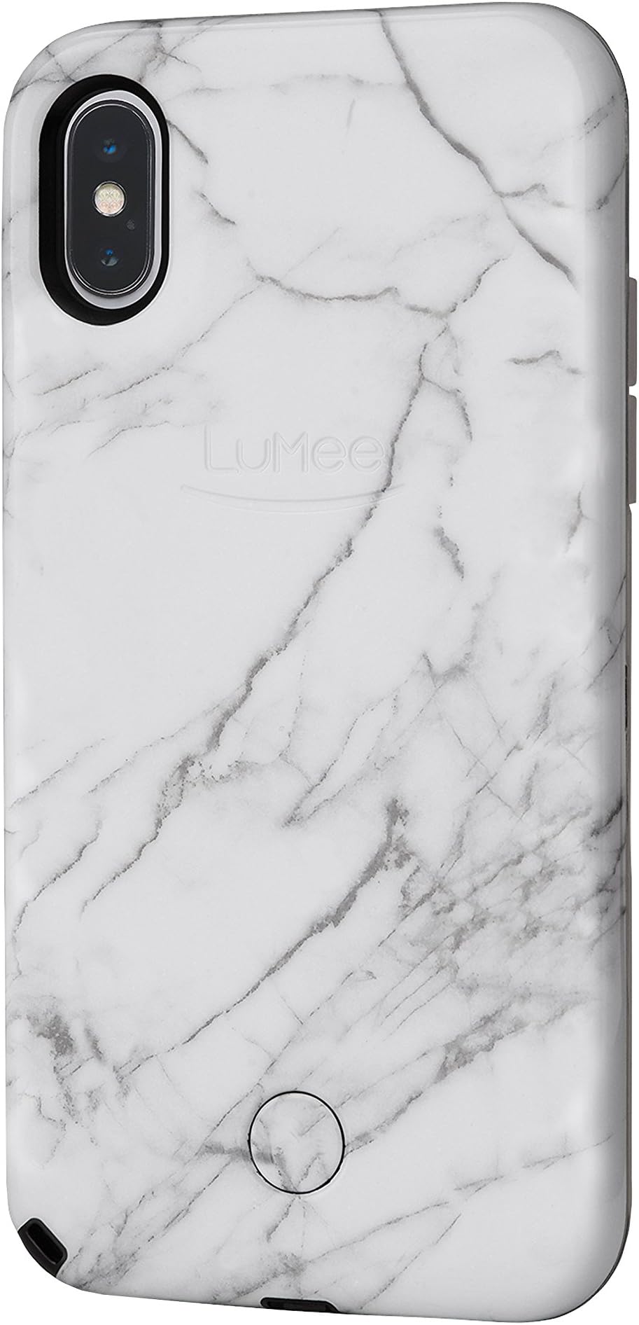 LuMee Selfie Phone Case, White Marble | LED Lighting, Variable Dimmer | Shock Absorption, Bumper Case | iPhone X/iPhone XS