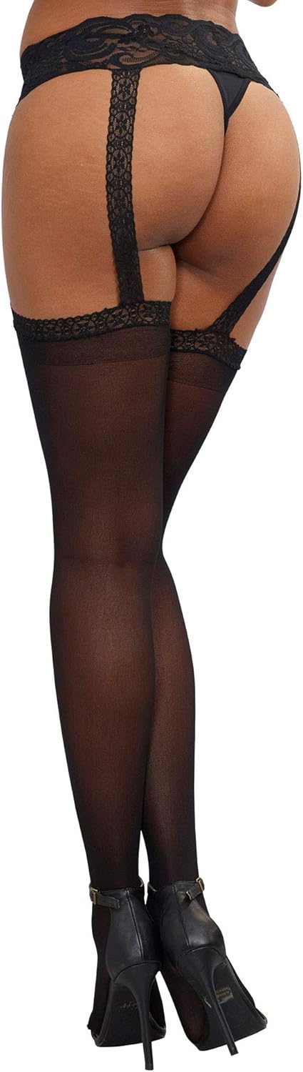 Dreamgirl Women's Sheer Garter Belt and Stockings Set: Clothing
