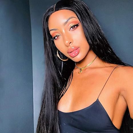 Amazon Com Stamped Glorious 30 Inch Long Black Wig Straight Hair