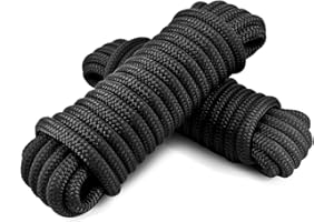 TETHER TITE TetherTite 5/8" x25' Dock Line, Marine-Grade Double-Braided Nylon Dock Line with 15" Eyelet, Hi-Quality Pre-Shrunk & Heat Stabilized Boat Docking Rope Mooring Line - 2 Pack Black