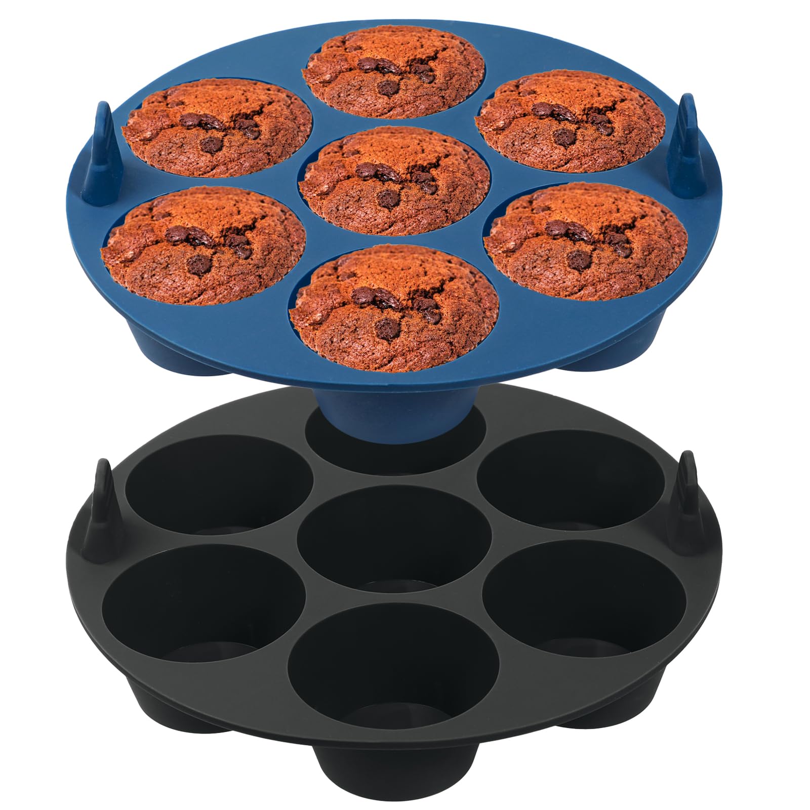 webake Silicone Muffin Cases for Air Fryer 2 Pcs 7-Cup Cupcake Moulds Muffin Cupcake Baking Trays for Yorkshire Pudding Pies, Cupcakes, Muffins