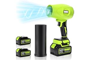 SNJORT Leaf Blower Cordless with Battery and Charger,800,000 RPM,Extended Nozzle,Lightweight Handheld Design,Blower for Patio Cleaning,car Blowing Water,Blowing Leaves and Dust（Grass Green）