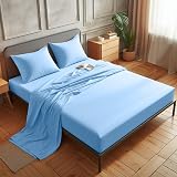 Aspire Homeware Double Fitted Sheet 25 cm Deep Light Blue Hotel Quality view 4