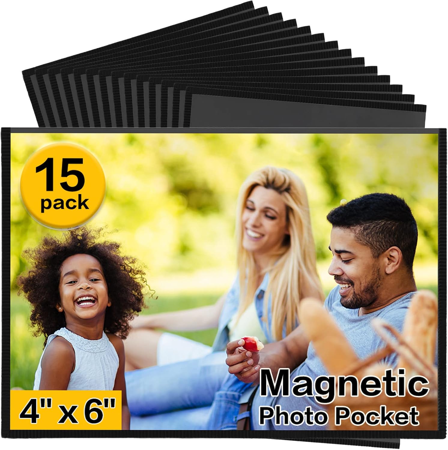 Photo Albums, Frames & Accessories - YixangDD Magnetic Picture Frames 15 Packs-Fridge Magnetic Photo Frames-Holds 4 x 6 Inches Photos,Black