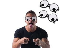 Axlksia 2 Pcs Googly Eye Glasses, Novelty Shaking Glasses with Eyes, Funny Googly Eyes Glasses for Adults Kids, Black and White