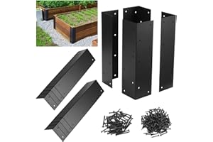 Homaisson Set of 12 Raised Garden Corner Brackets, 11 inch Raised Bed Corner Brackets with Screws, Rust Resistant Metal Connectors for Furniture Flower Vegetable Planter, 3 inch Wide