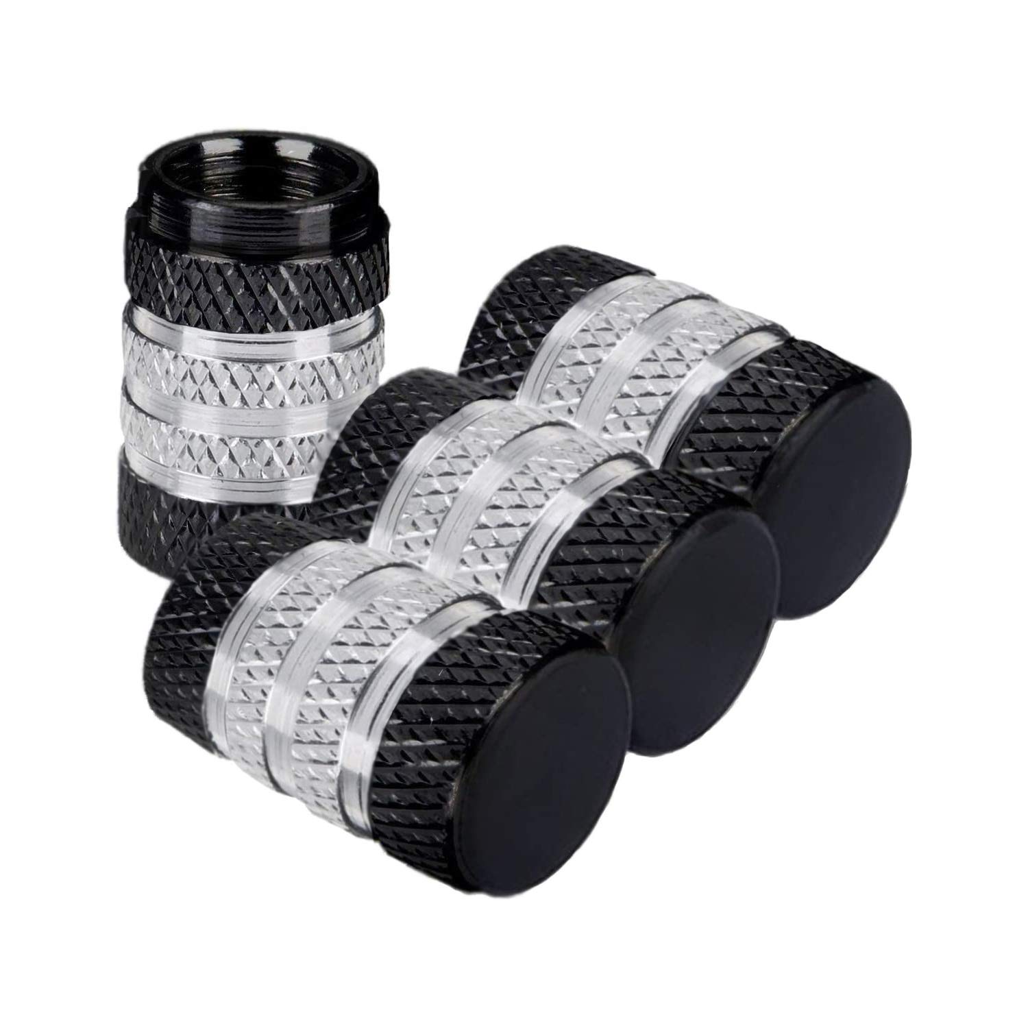 Premium Metal Car Dust Valve Stem Caps, Set of 4 - Rust-Resistant, Durable Tire Valve Covers for Cars, Trucks, Motorcycles - Protects Against Dirt, Dust, Moisture, Debris, Universal Fit