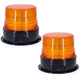 AnTom 2PCS Wireless Strobe Light Amber Warning Beacon Light for Trucks | Magnet Mount Rechargeable Waterproof Emergency Safety LED Rotating Flashing Light for Postal Car, Plowing Tractor, Golf Cart