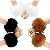 HAOAN 3 Pairs Faux Fur Wrist Cuffs Winter Furry Arm Warmers for Halloween Daily Cosplay Party Costume Accessories